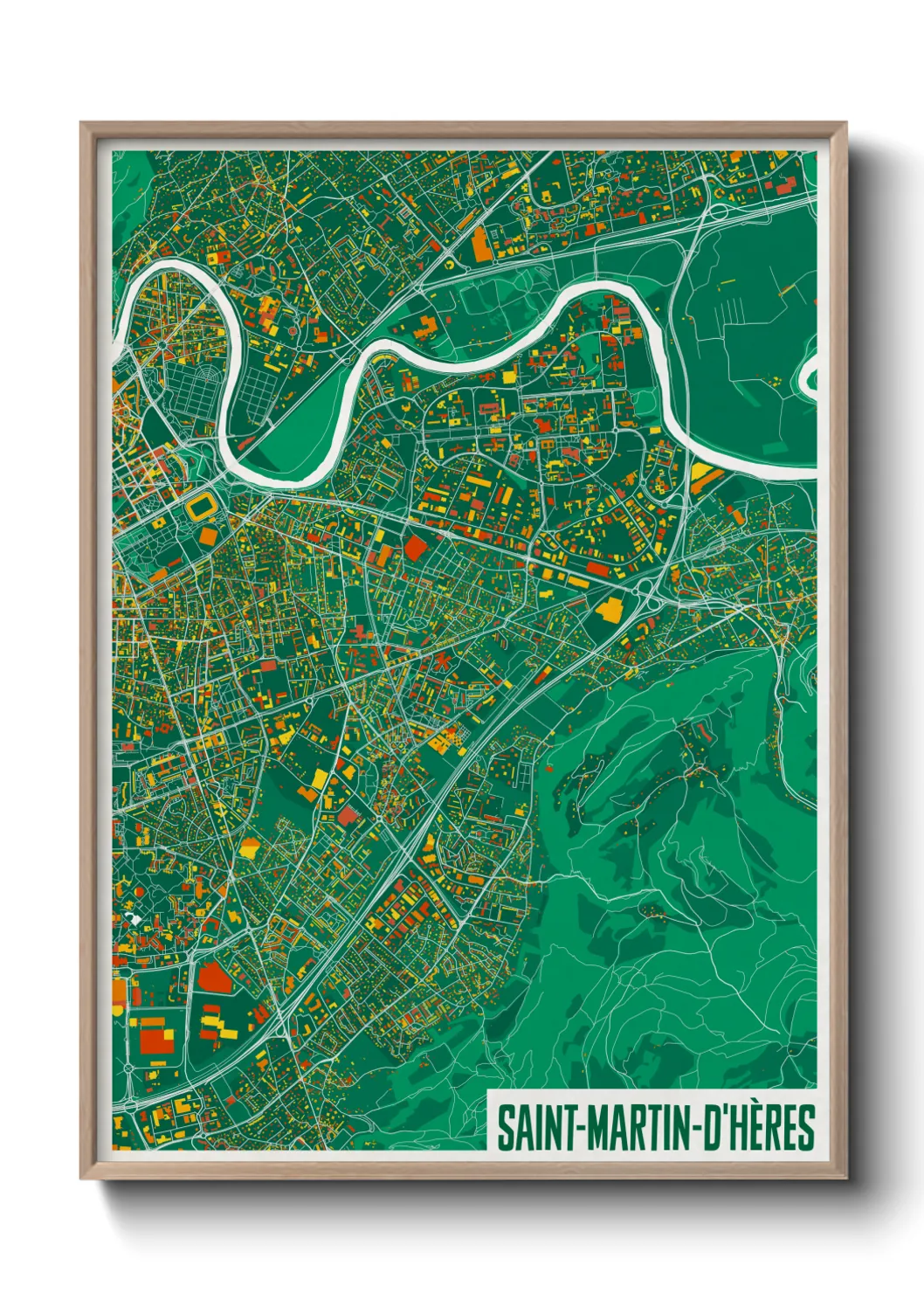 Une affiche de carte sur Saint-Martin-d'Hères