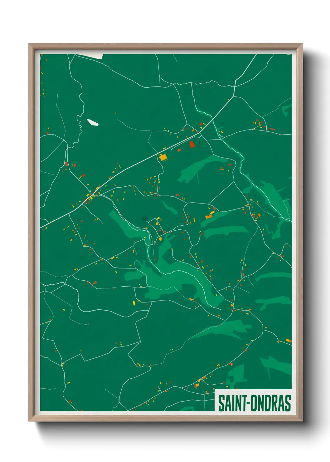Une affiche de carte sur Saint-Ondras