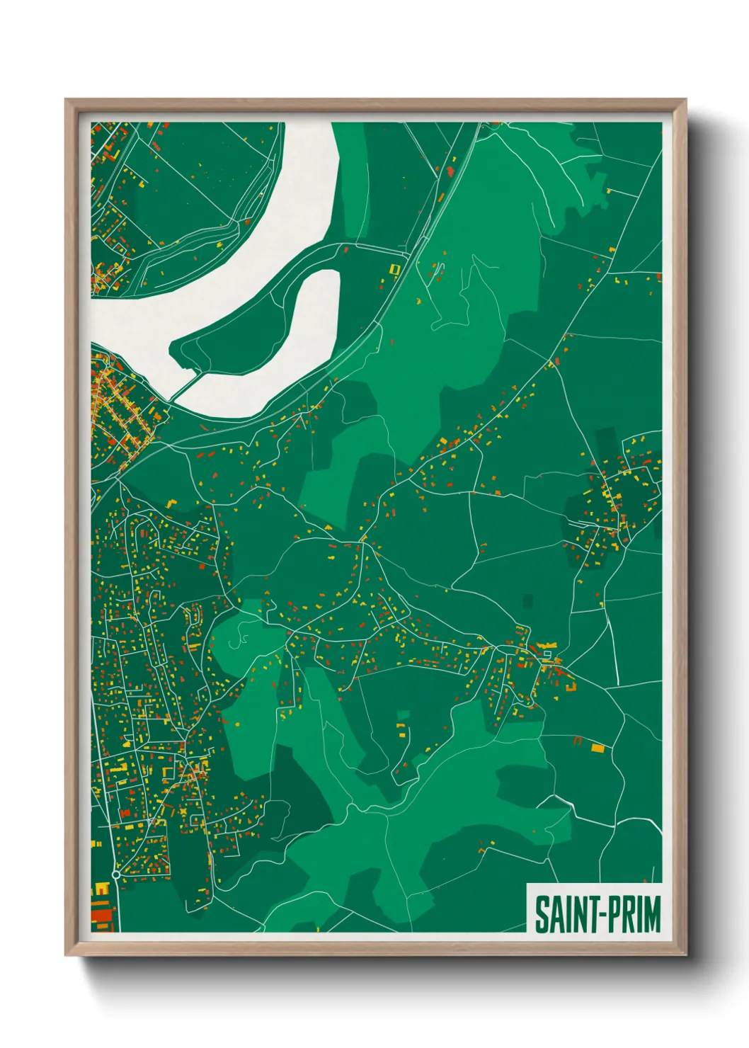 Une affiche de carte sur Saint-Prim