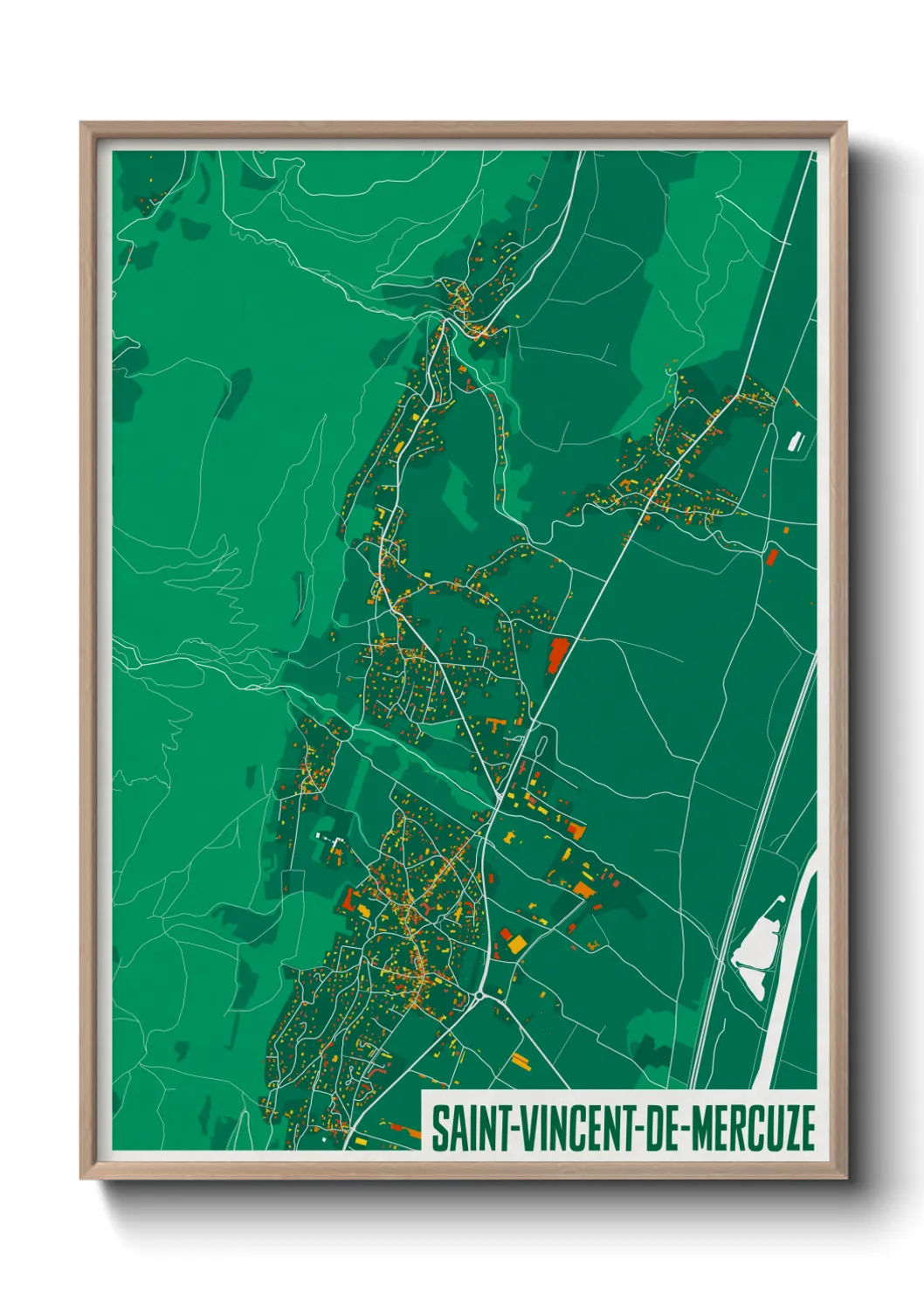 Une affiche de carte sur Saint-Vincent-de-Mercuze