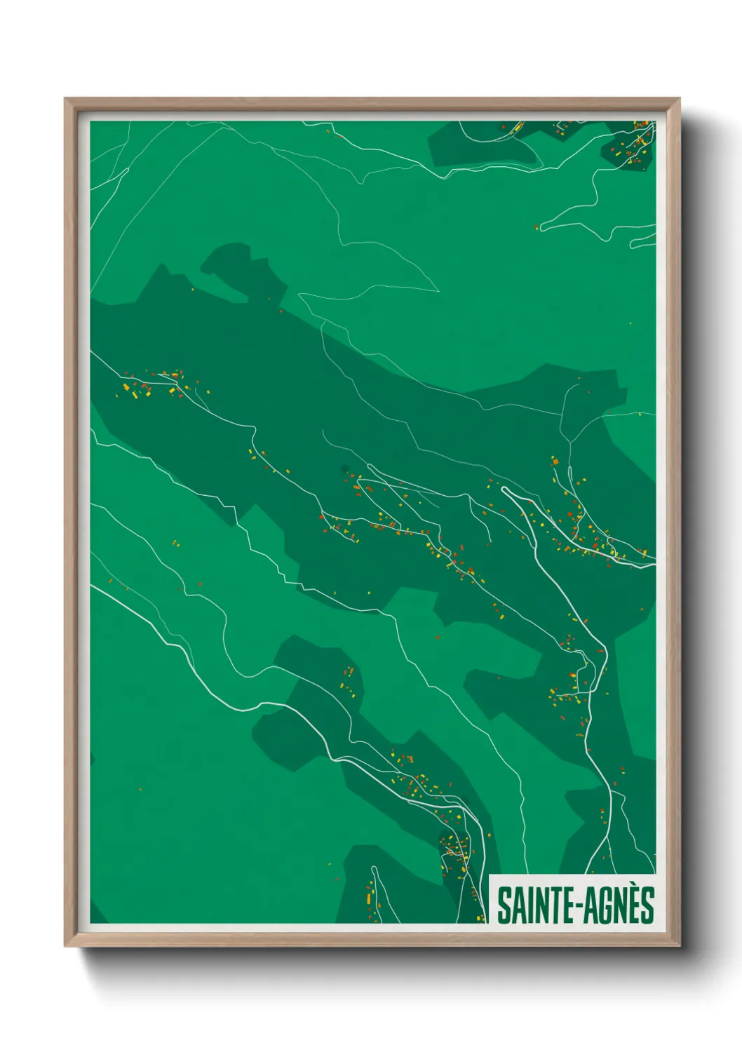 Une affiche de carte sur Sainte-Agnès