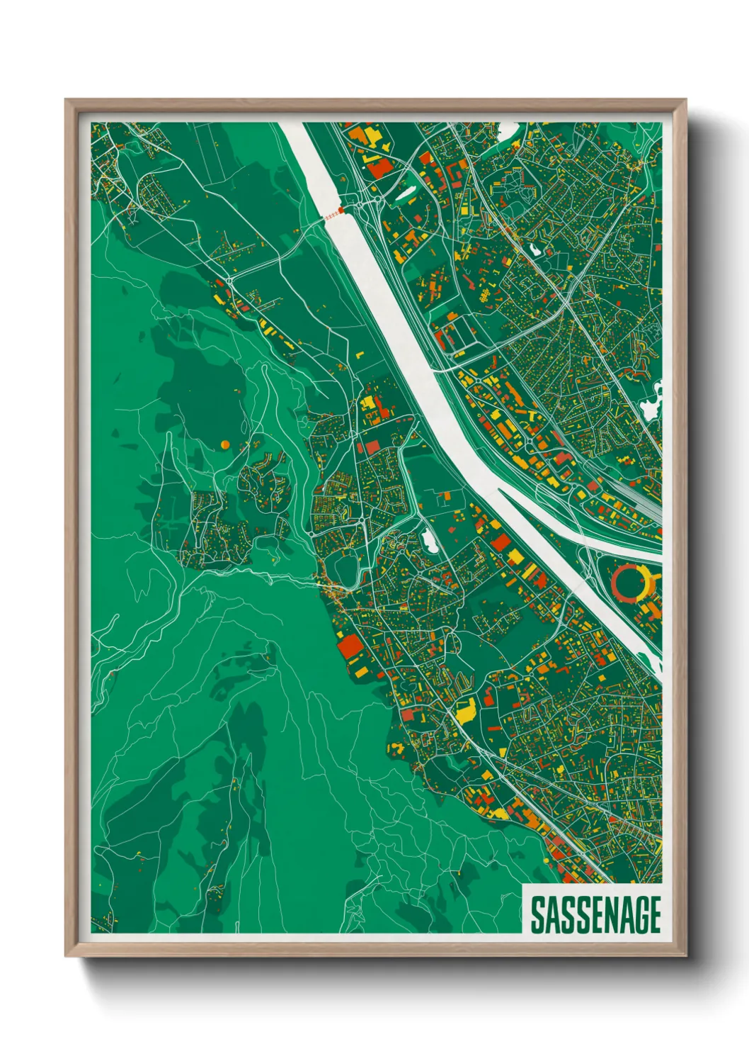 Une affiche de carte sur Sassenage