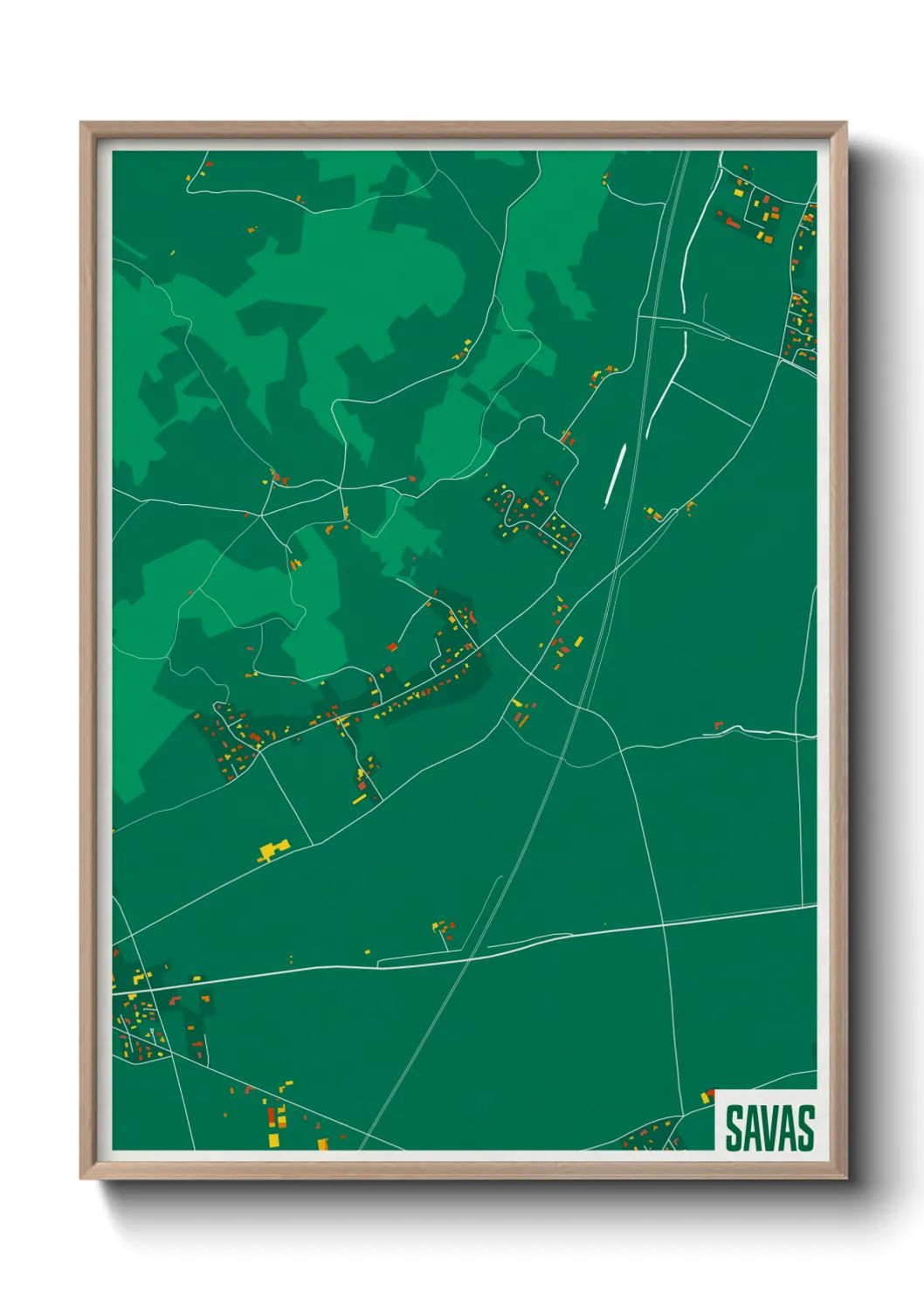 Une affiche de carte sur Savas