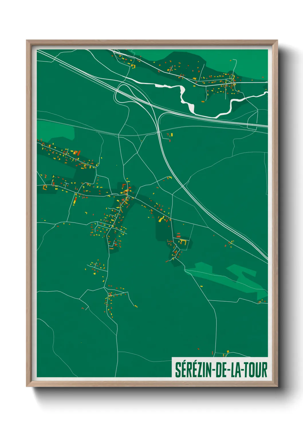 Une affiche de carte sur Sérézin-de-la-Tour