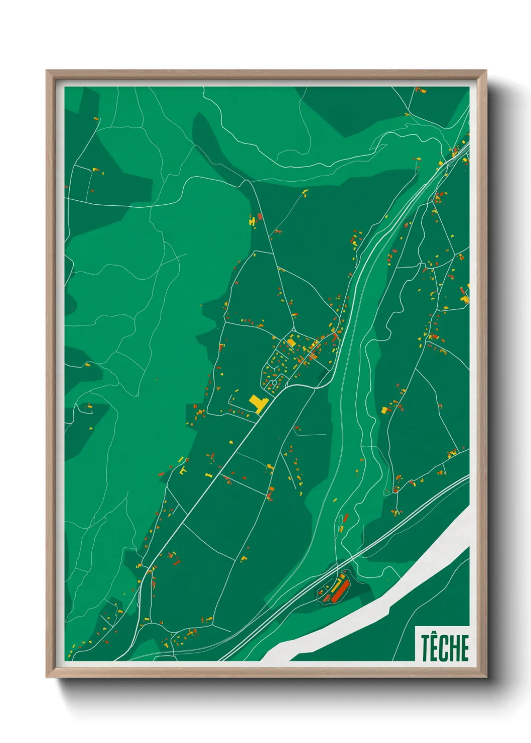 Une affiche de carte sur Têche