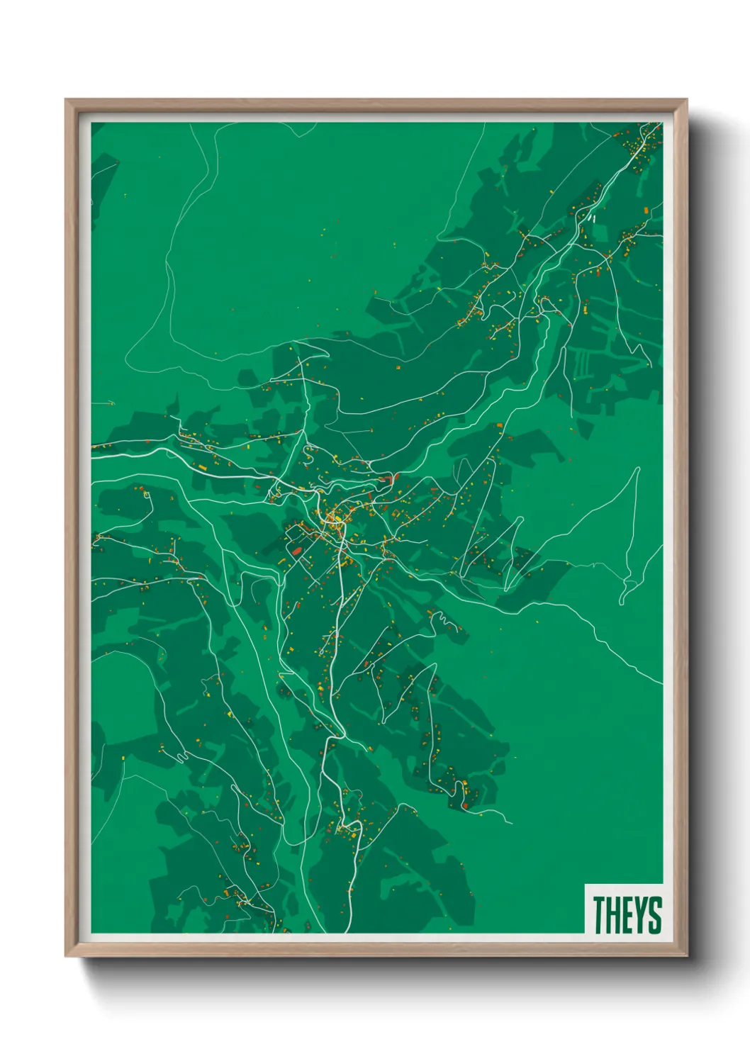 Une affiche de carte sur Theys