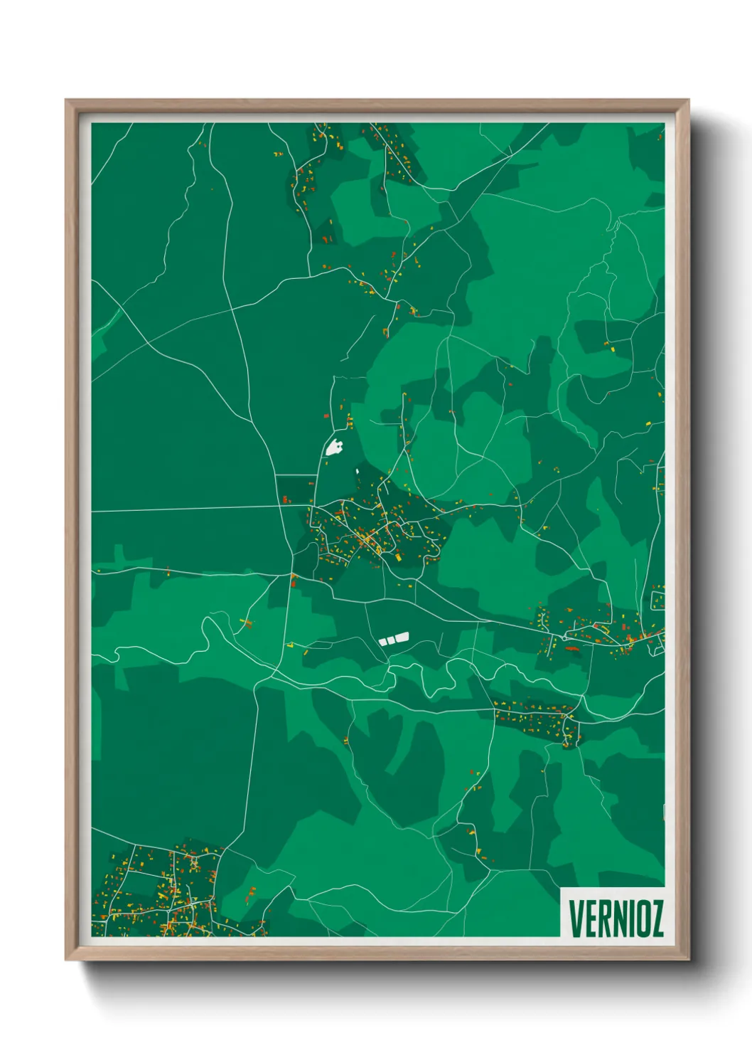 Une affiche de carte sur Vernioz