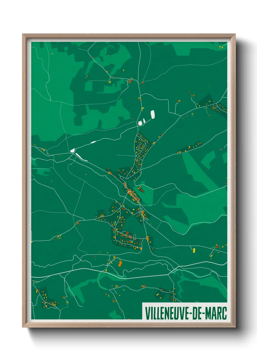 Une affiche de carte sur Villeneuve-de-Marc