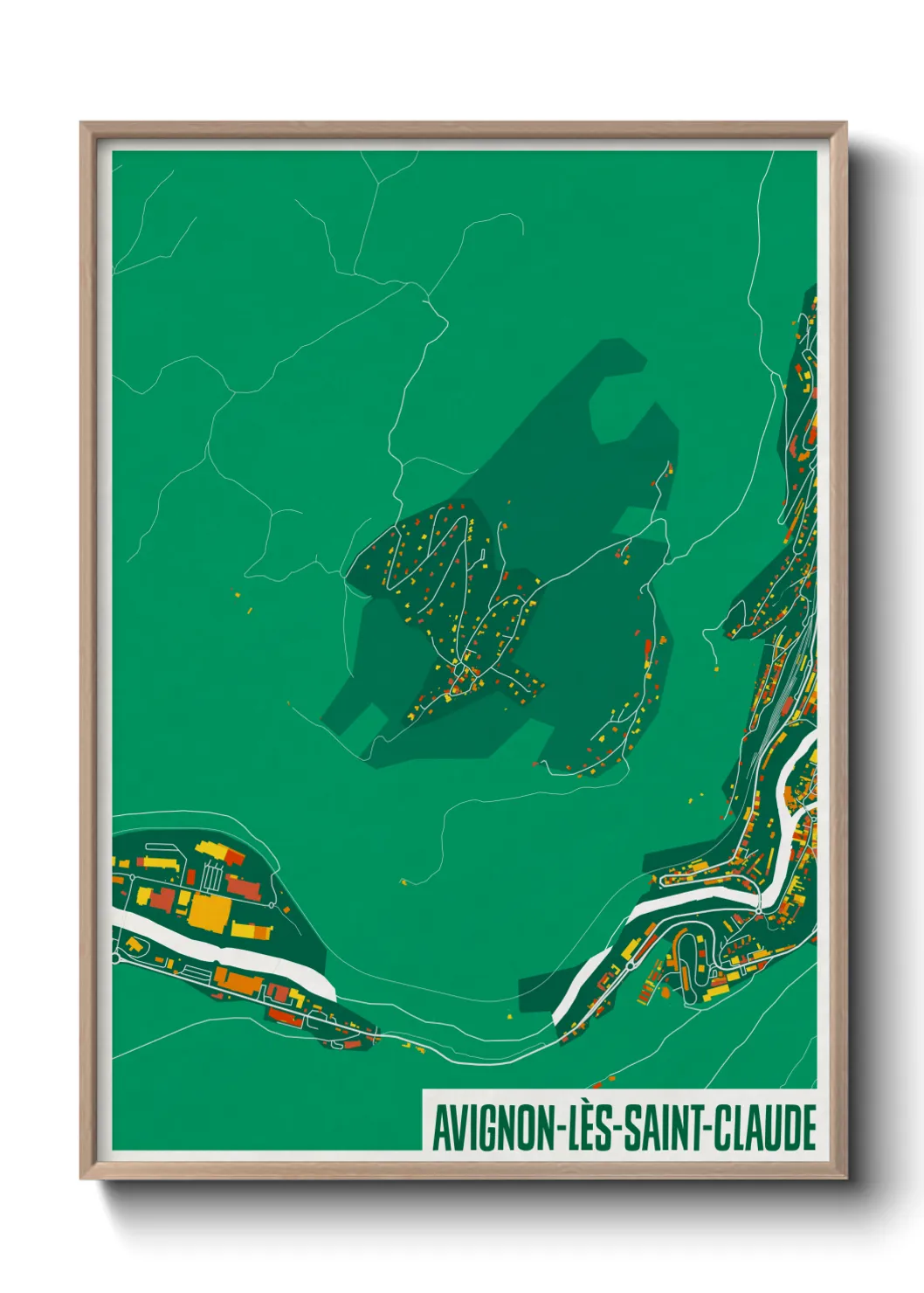 Une affiche de carte sur Avignon-lès-Saint-Claude