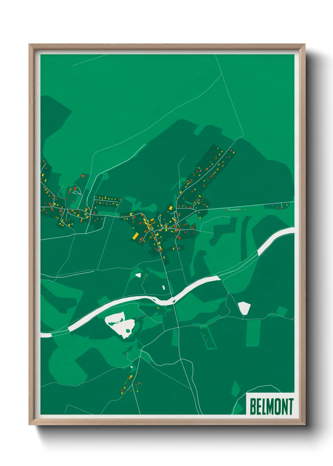 Une affiche de carte sur Belmont