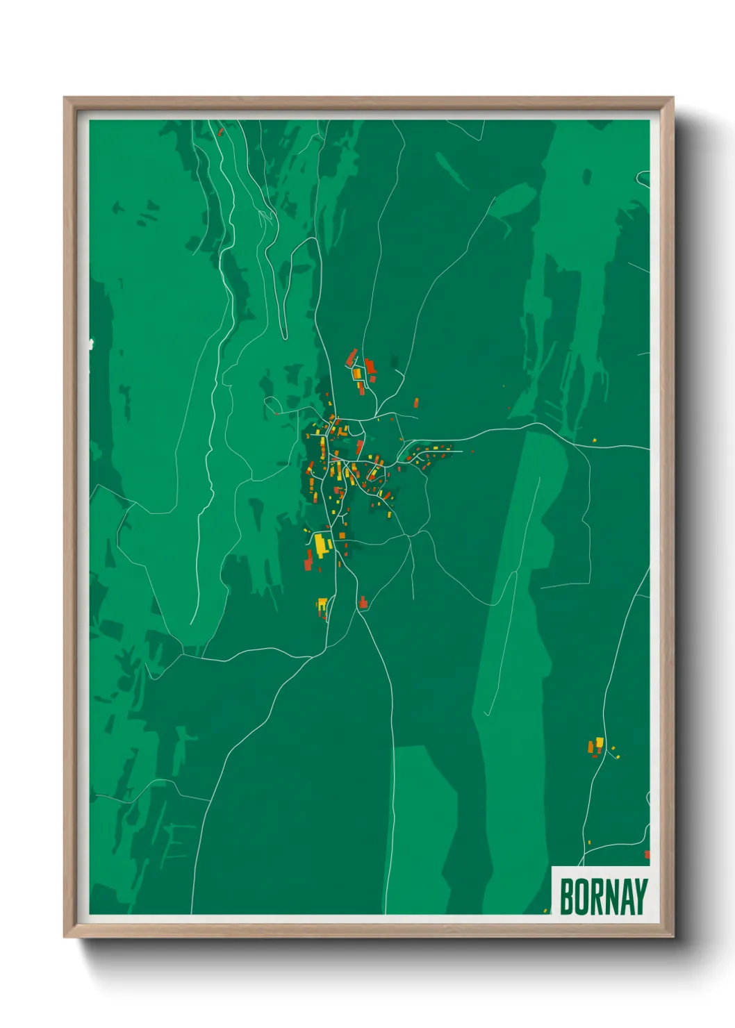 Une affiche de carte sur Bornay