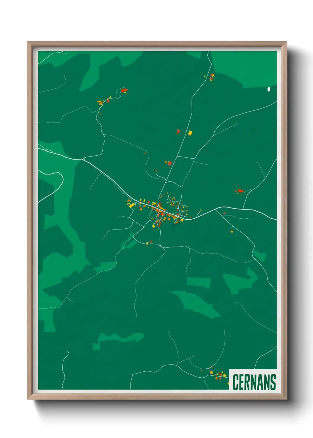 Une affiche de carte sur Cernans
