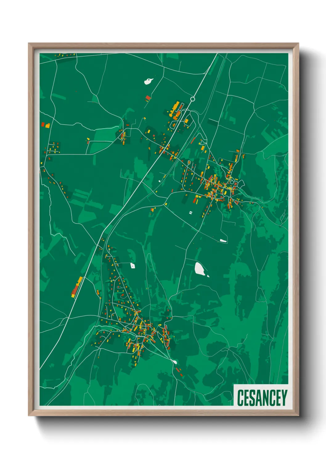 Une affiche de carte sur Cesancey