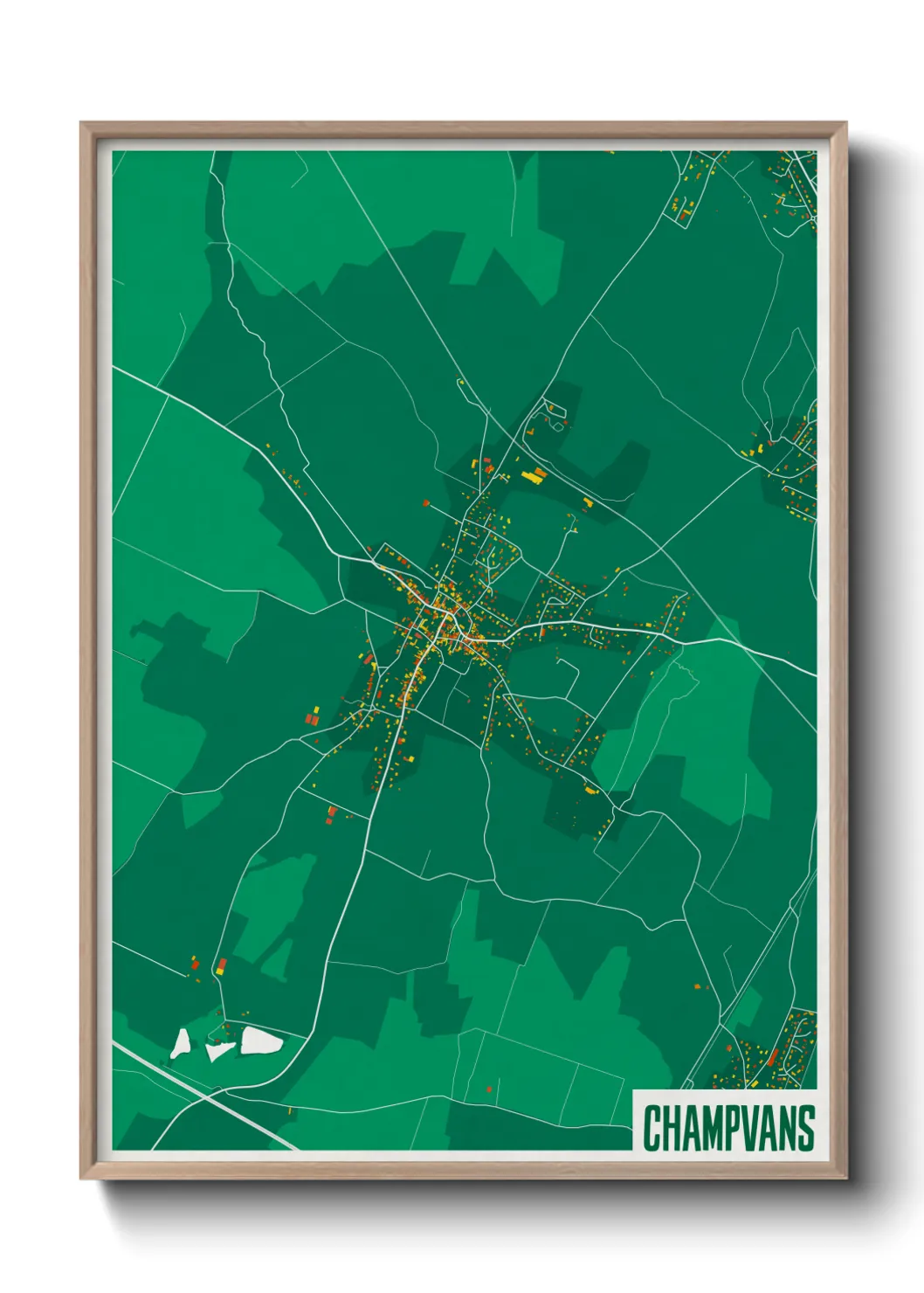 Une affiche de carte sur Champvans