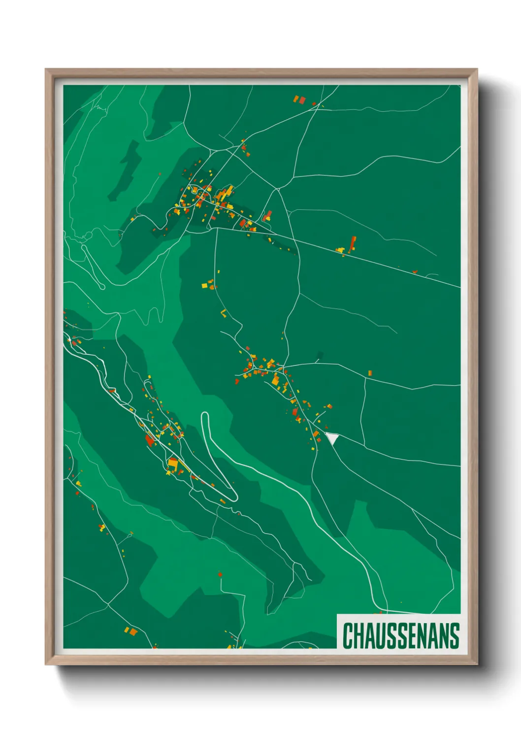 Une affiche de carte sur Chaussenans