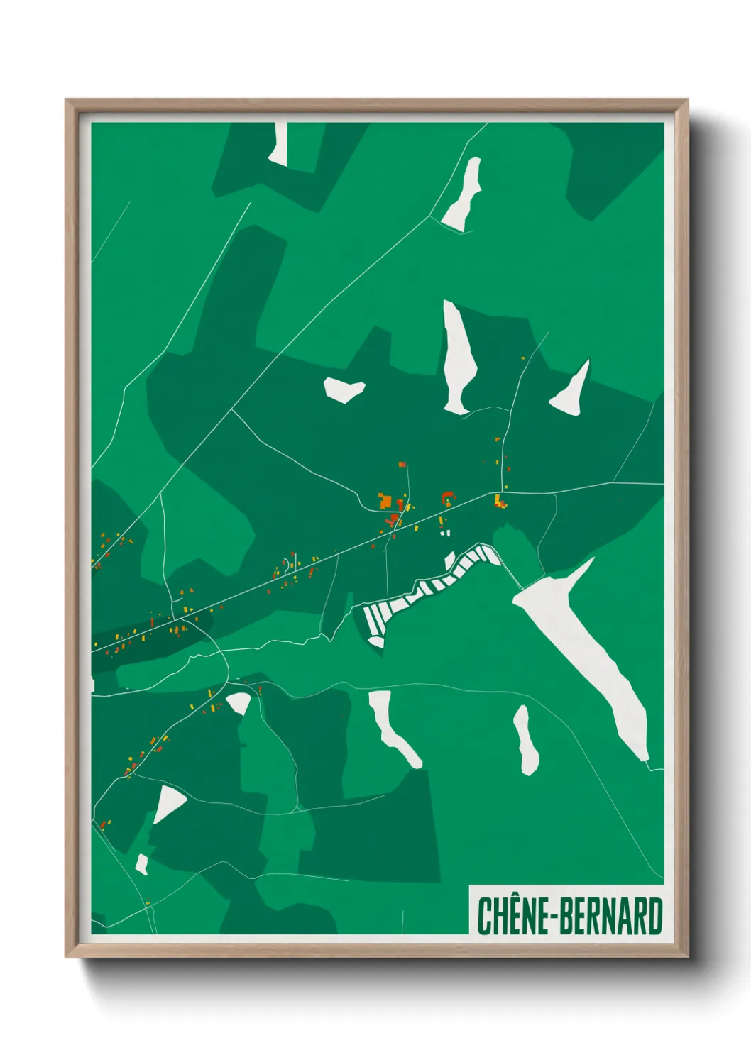 Une affiche de carte sur Chêne-Bernard