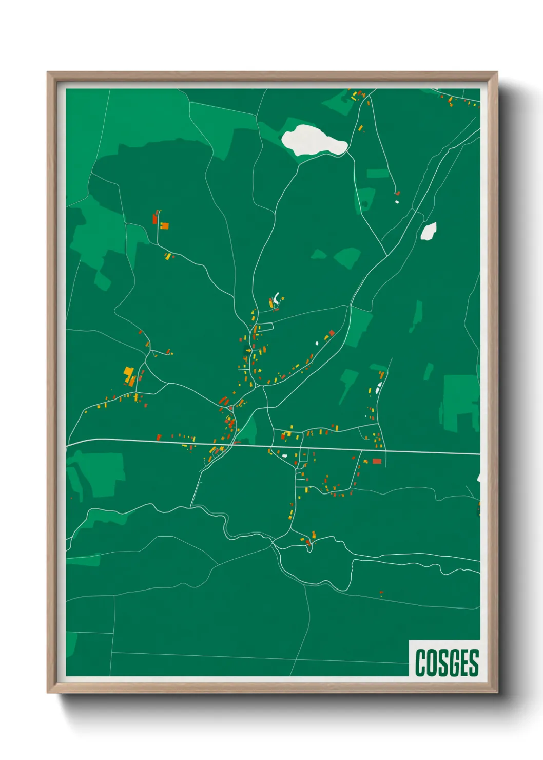 Une affiche de carte sur Cosges
