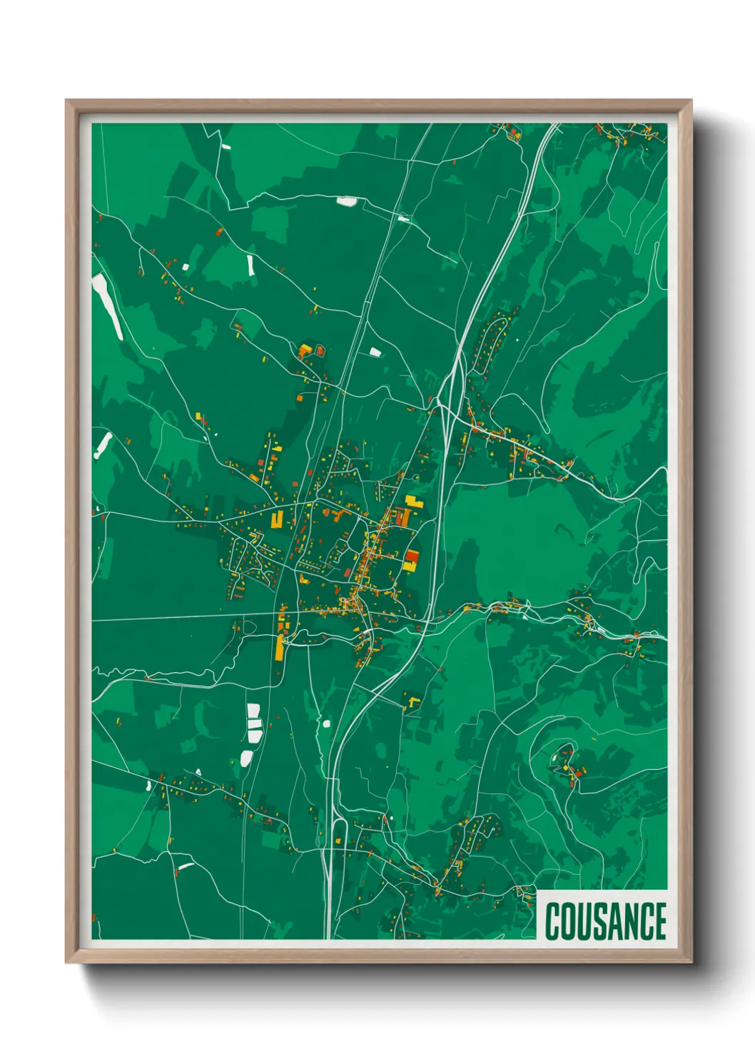 Une affiche de carte sur Cousance