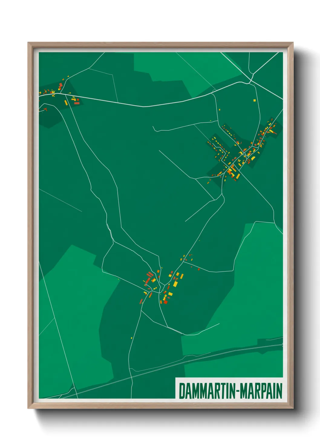 Une affiche de carte sur Dammartin-Marpain