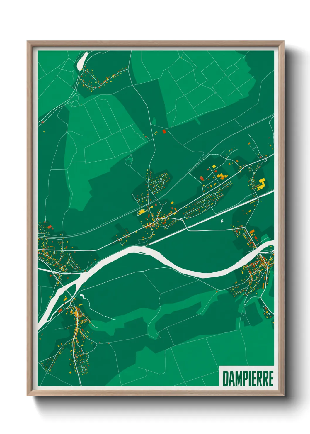 Une affiche de carte sur Dampierre