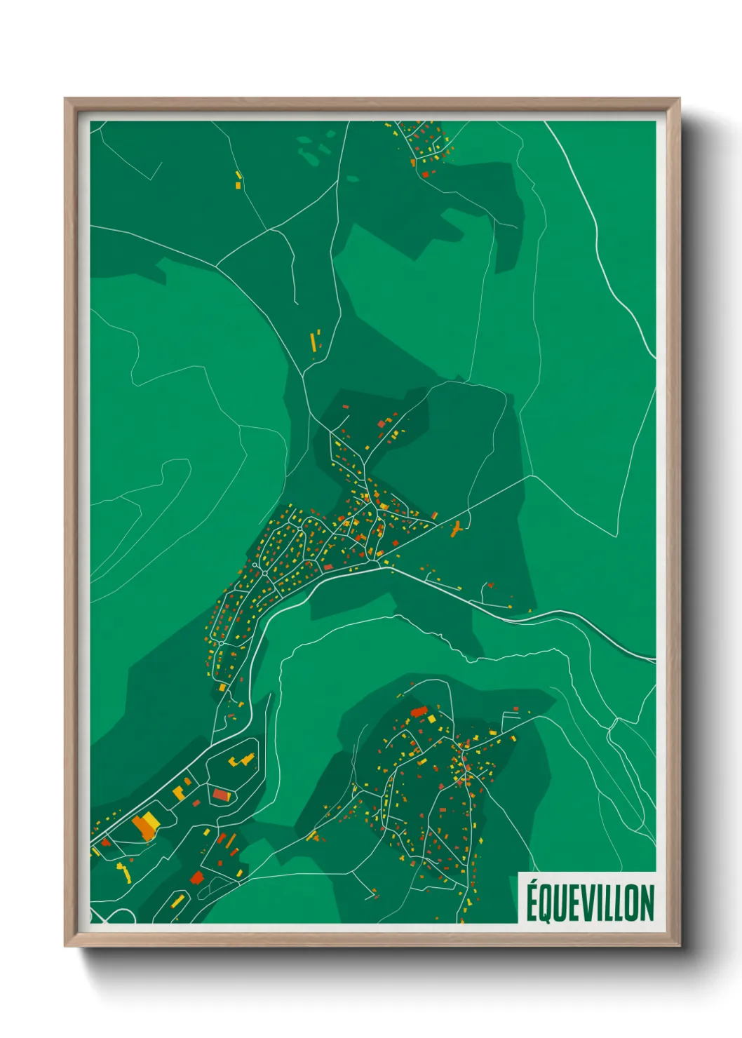 Une affiche de carte sur Équevillon
