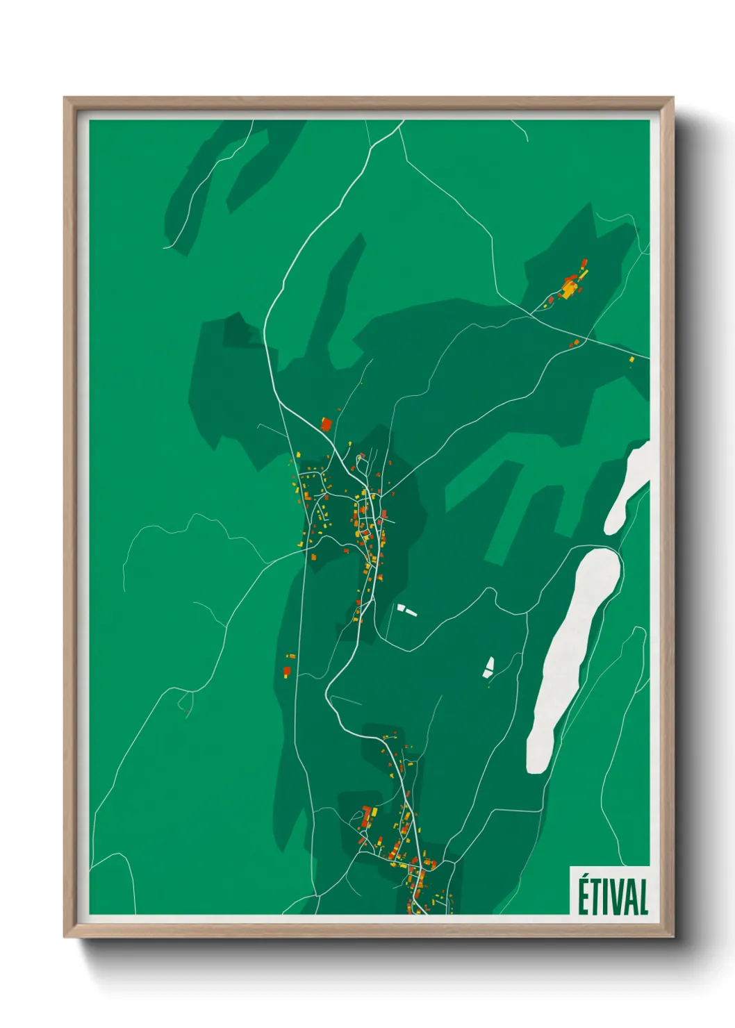 Une affiche de carte sur Étival