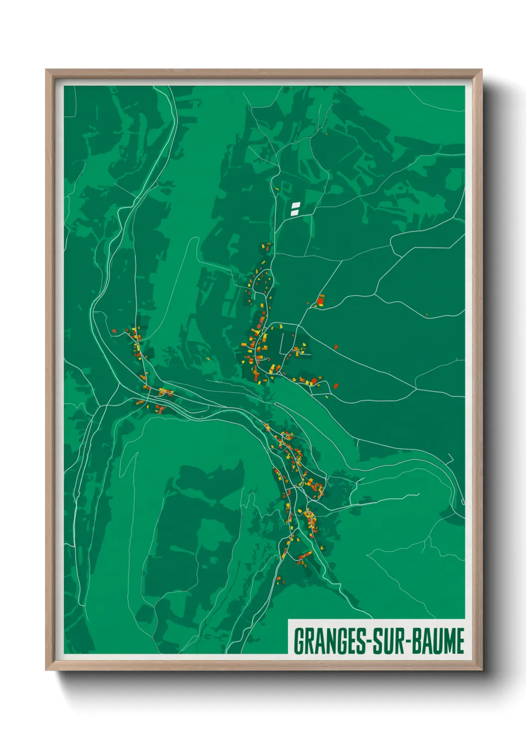Une affiche de carte sur Granges-sur-Baume
