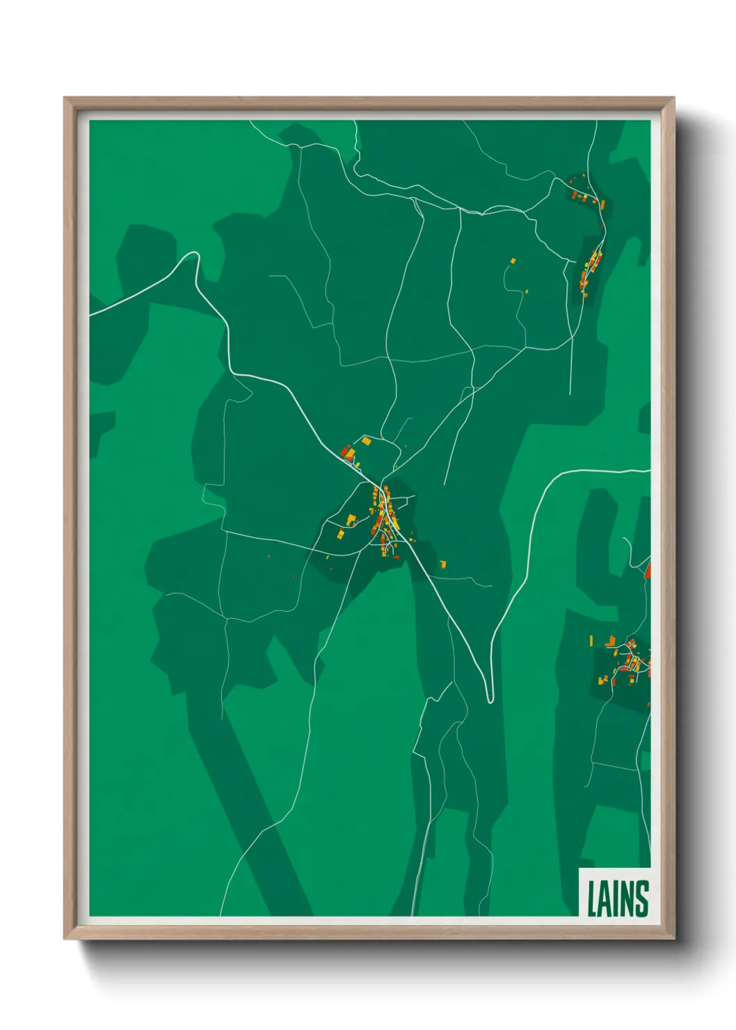 Une affiche de carte sur Lains