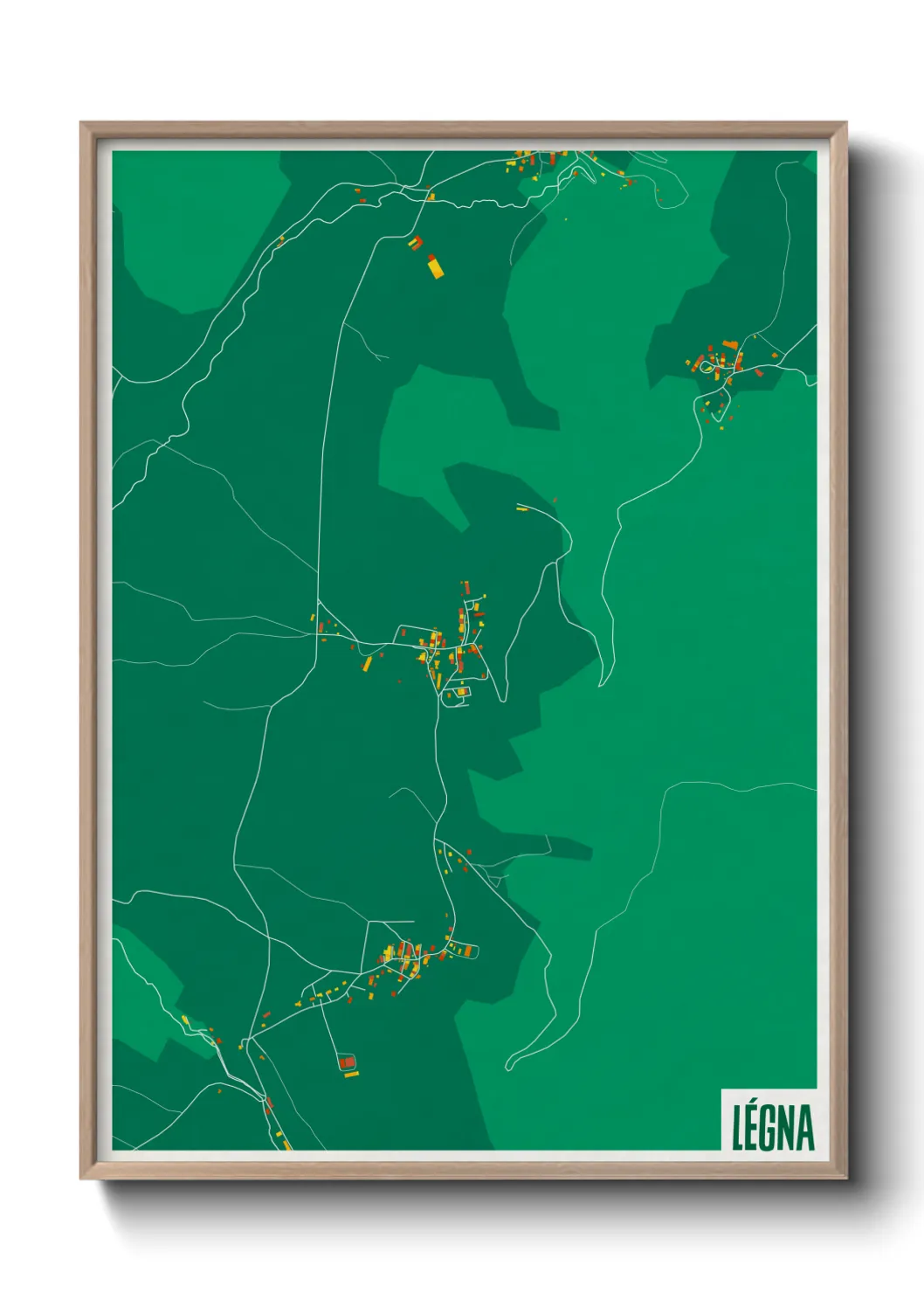 Une affiche de carte sur Légna
