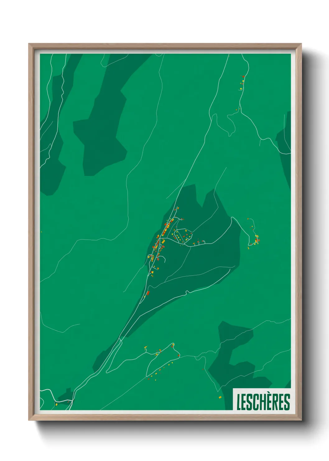 Une affiche de carte sur Leschères