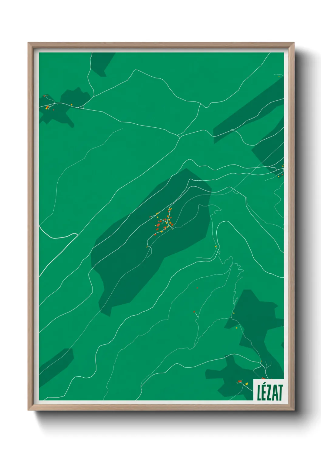 Une affiche de carte sur Lézat