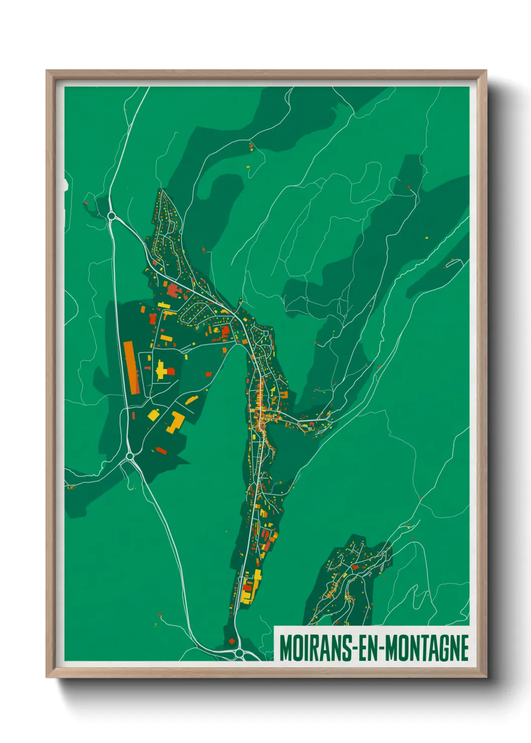 Une affiche de carte sur Moirans-en-Montagne