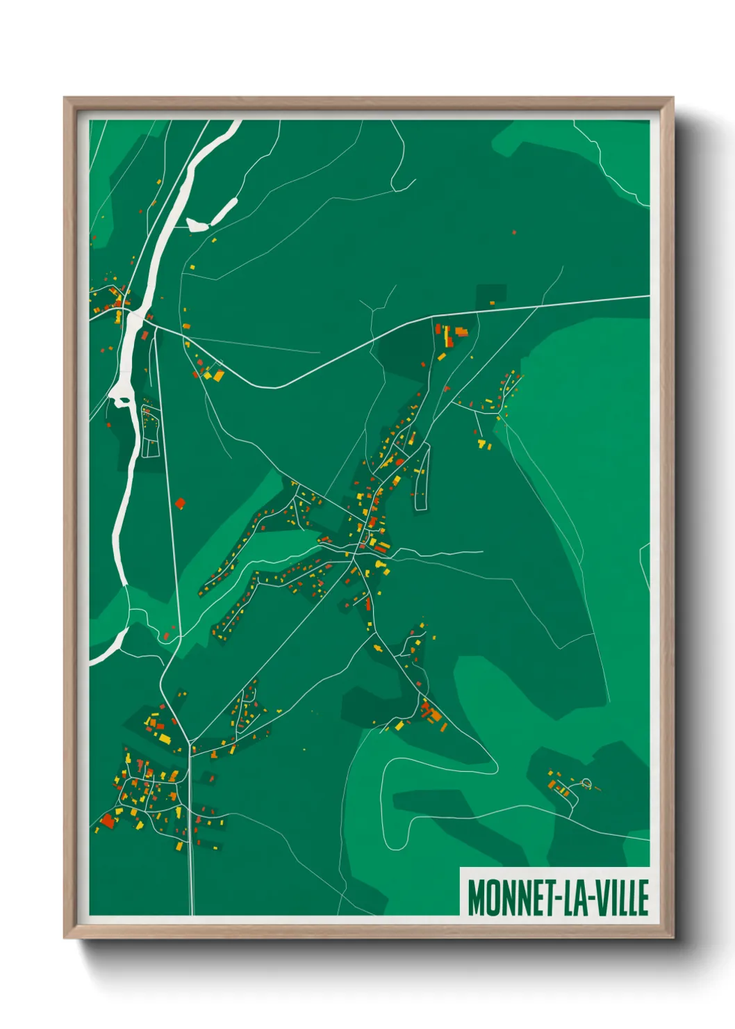 Une affiche de carte sur Monnet-la-Ville