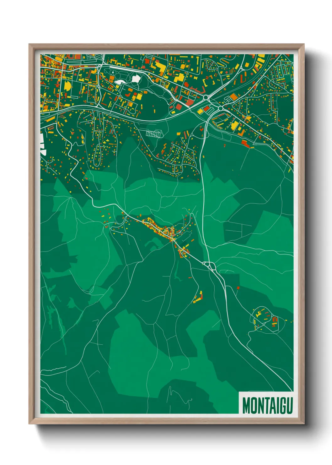 Une affiche de carte sur Montaigu
