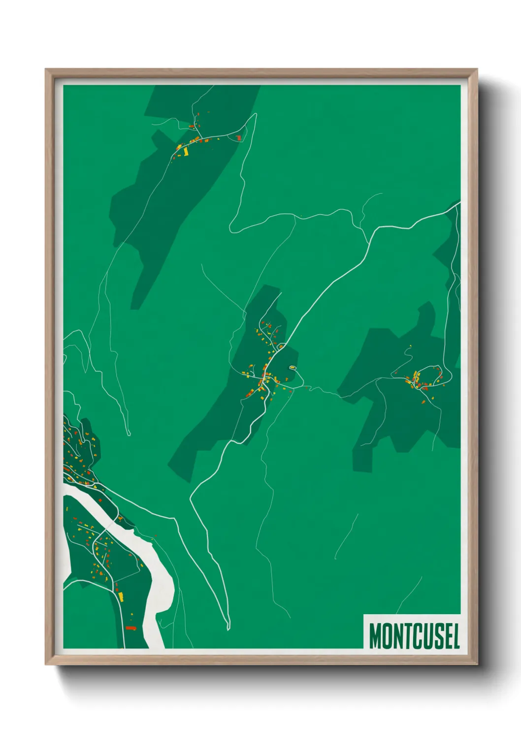 Une affiche de carte sur Montcusel