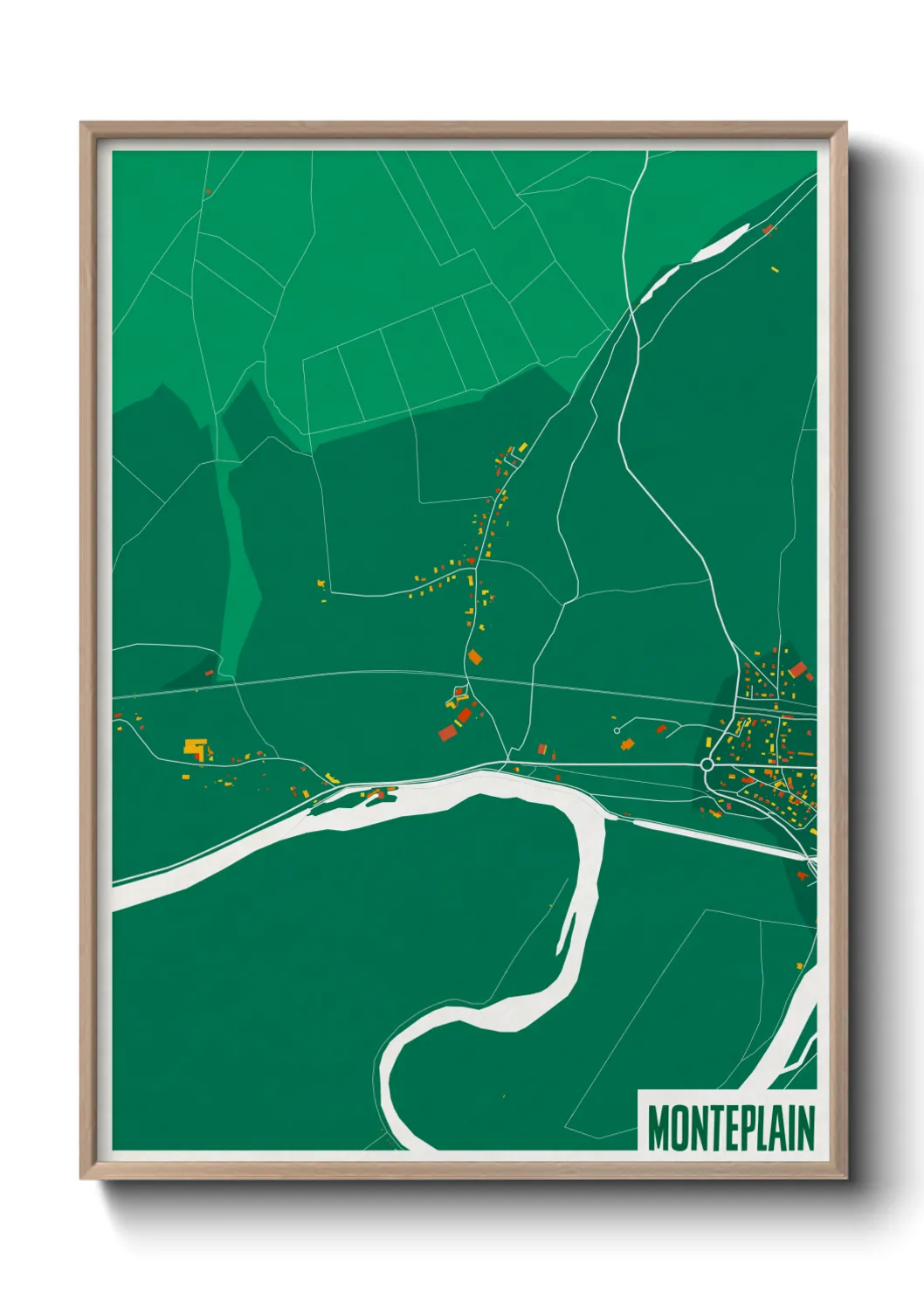 Une affiche de carte sur Monteplain