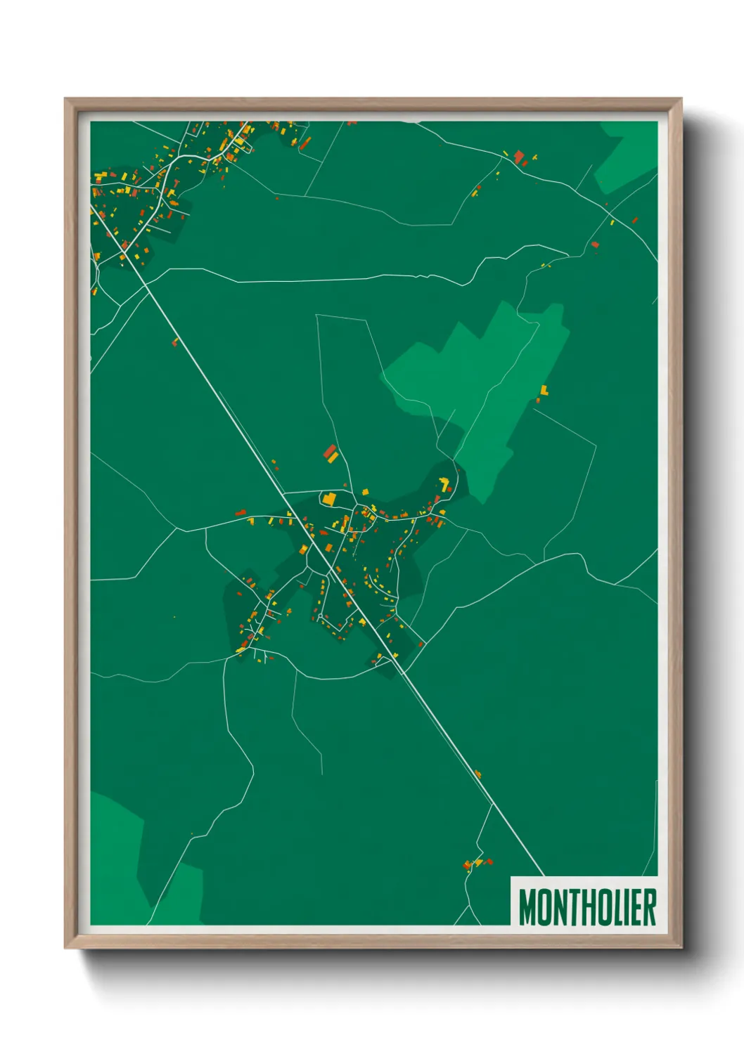 Une affiche de carte sur Montholier