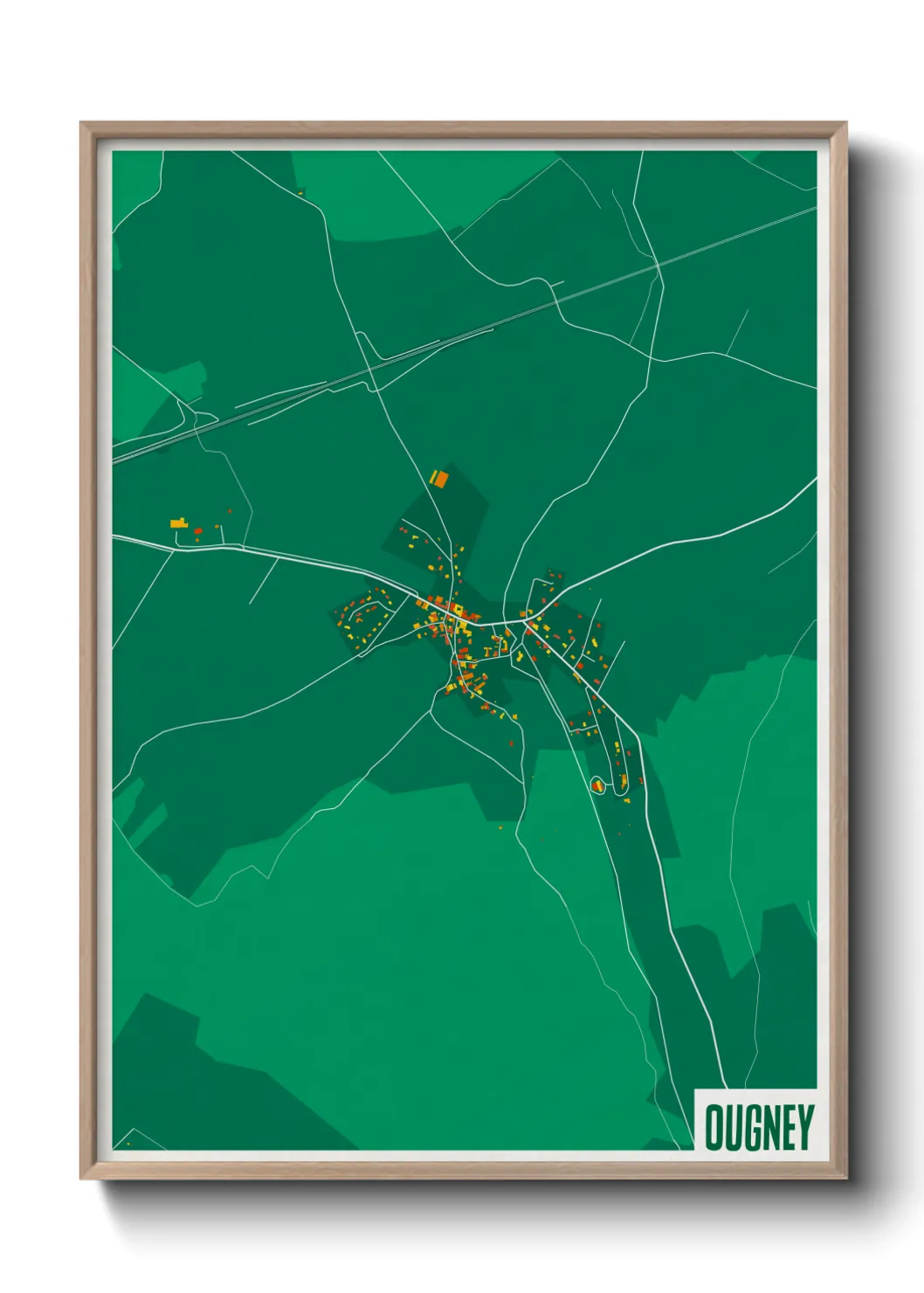 Une affiche de carte sur Ougney