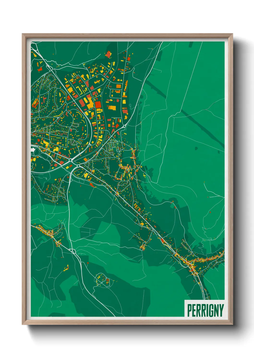 Une affiche de carte sur Perrigny