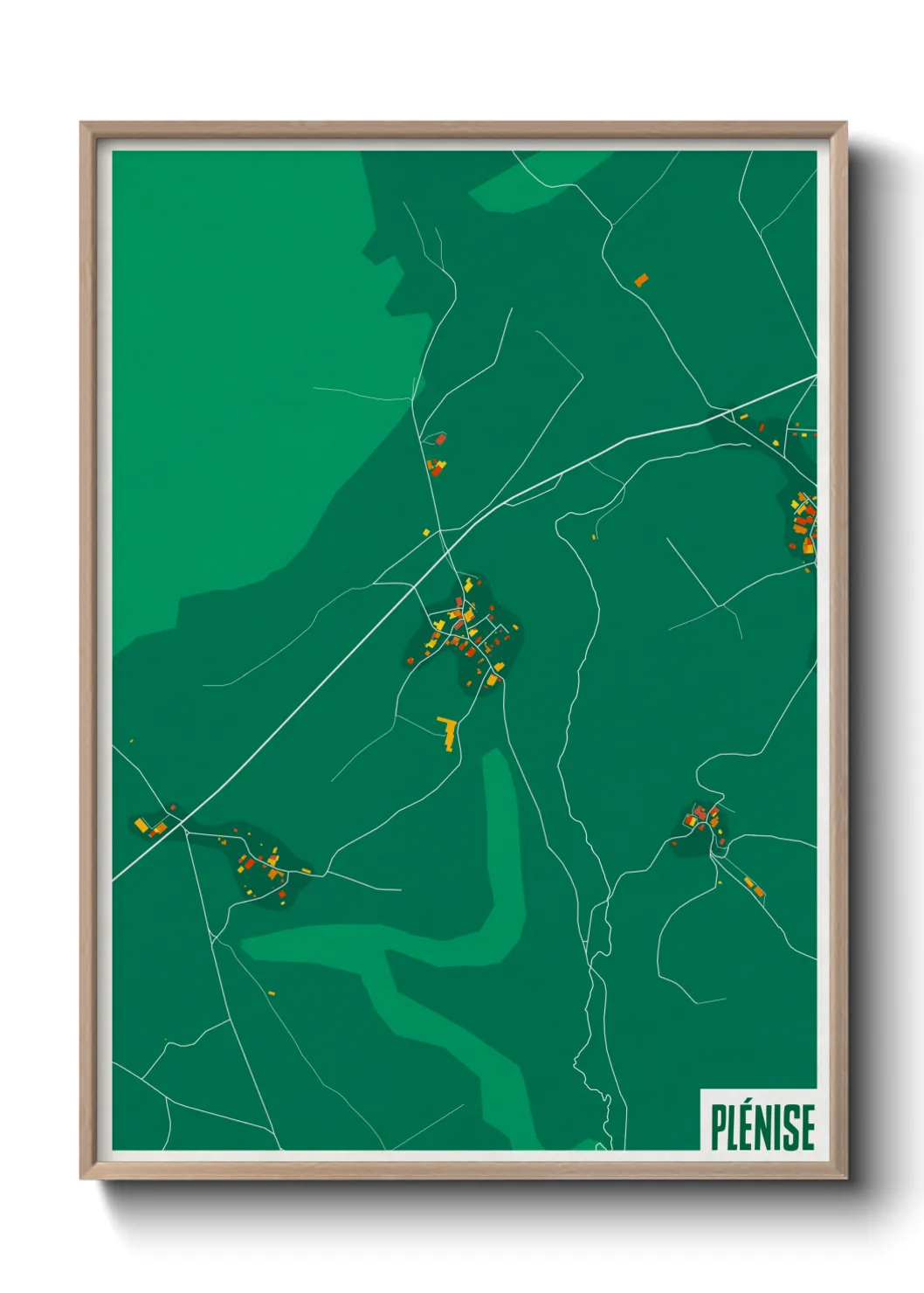 Une affiche de carte sur Plénise