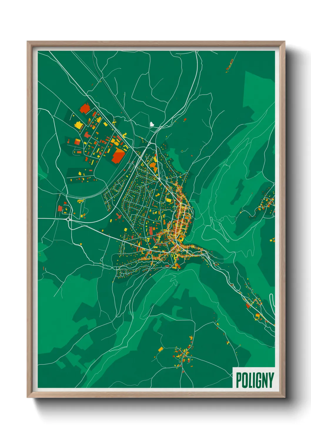 Une affiche de carte sur Poligny