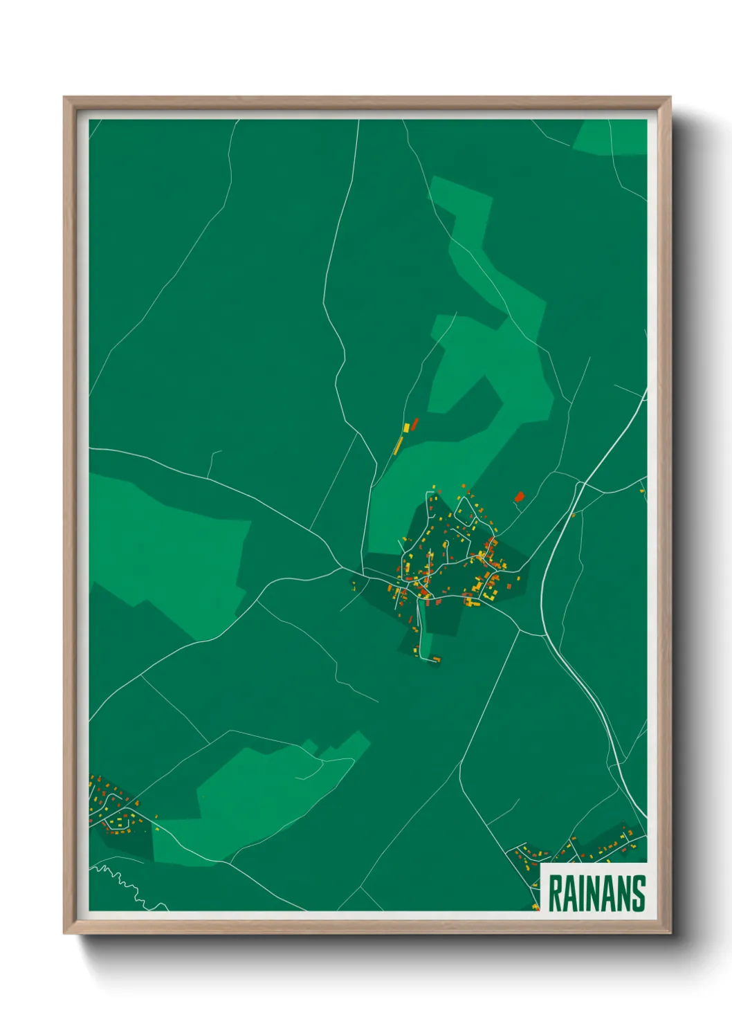 Une affiche de carte sur Rainans