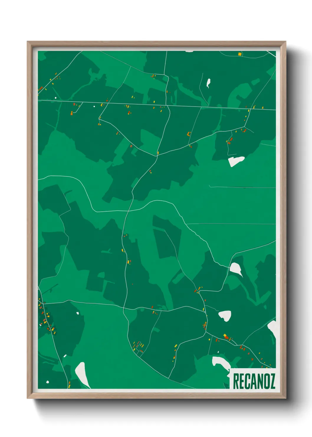 Une affiche de carte sur Recanoz