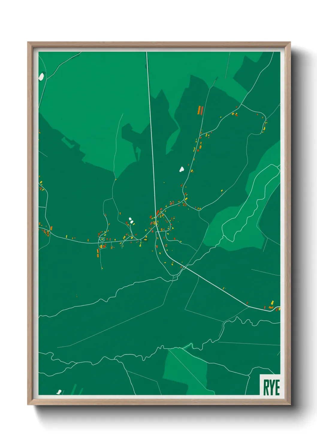 Une affiche de carte sur Rye