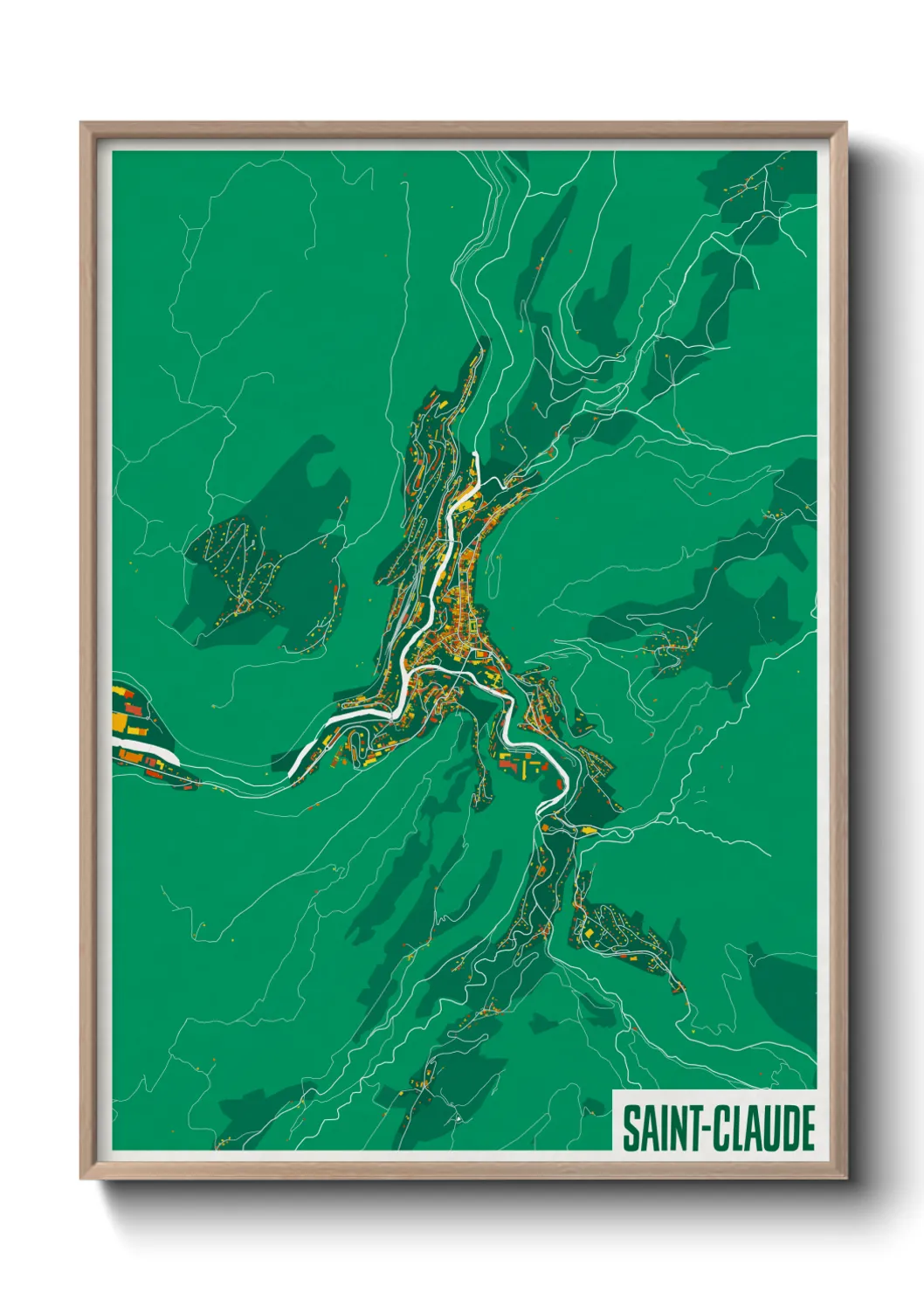 Une affiche de carte sur Saint-Claude