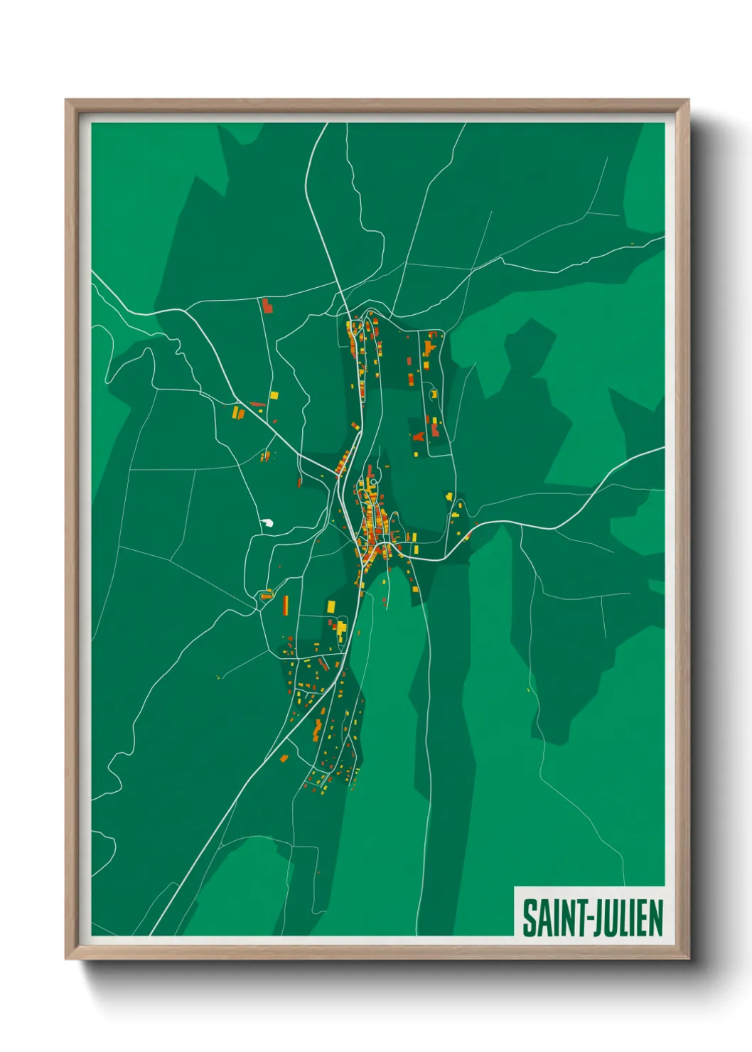 Une affiche de carte sur Saint-Julien