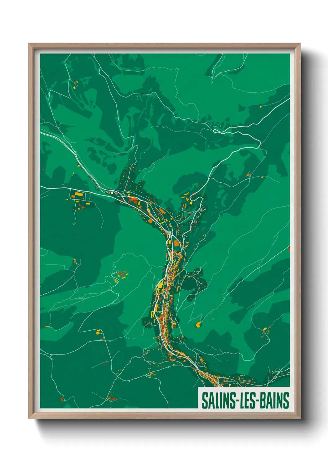 Une affiche de carte sur Salins-les-Bains