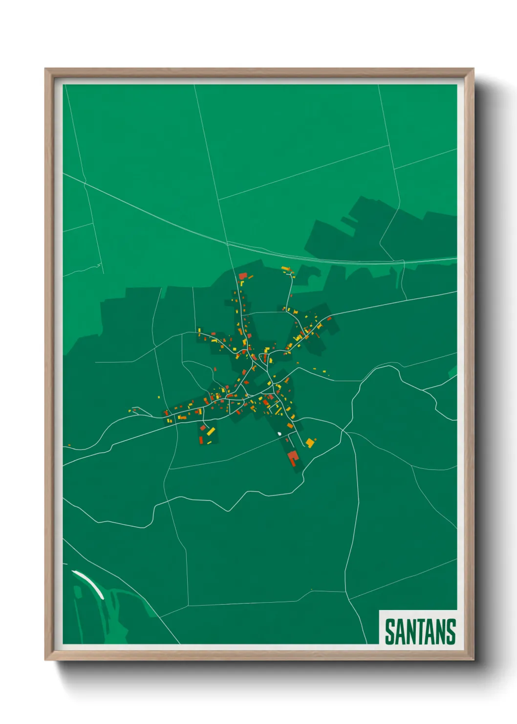 Une affiche de carte sur Santans