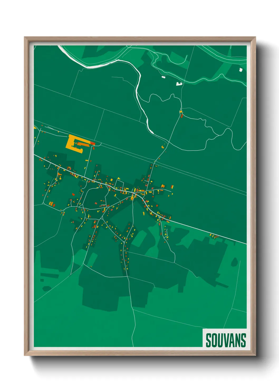 Une affiche de carte sur Souvans