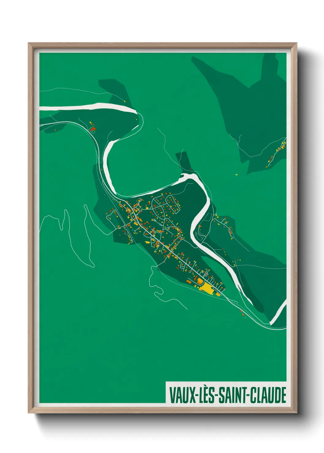 Une affiche de carte sur Vaux-lès-Saint-Claude